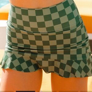 Checkered Green Swim Skirt